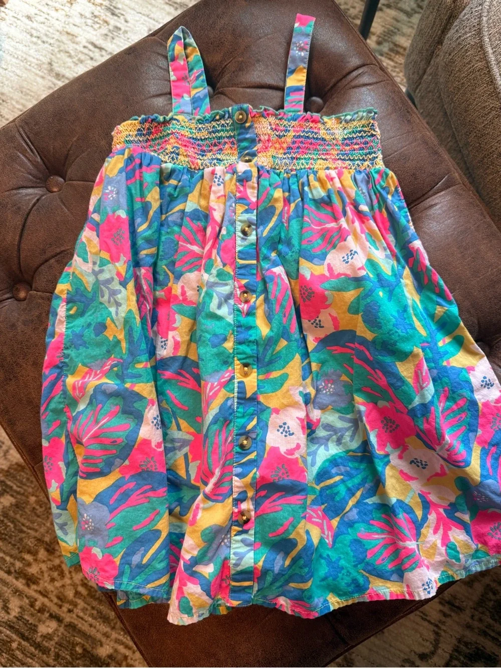 Cat & Jack Tropical Print Sundress — Pink, Teal, Yellow